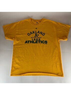Oakland Athletics MLB Gold Majestic Short Sleeve Crewneck Shirt Mens Large
